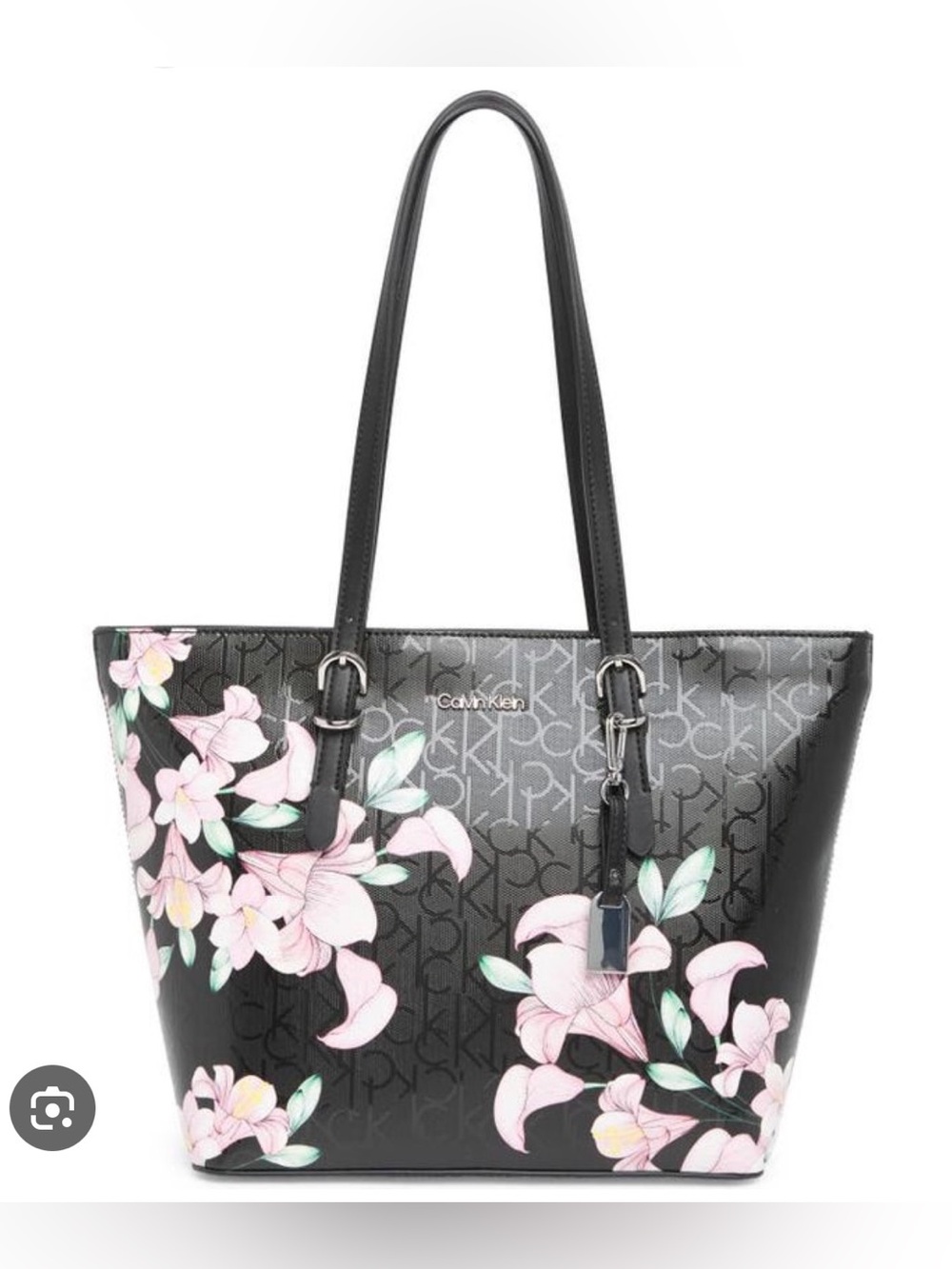 NWT Calvin Klein Serafina Signature Tote Bag in Black Floral